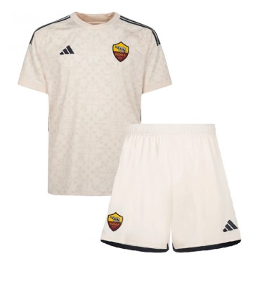 AS Roma Koszulka Wyjazdowych Dziecięca 2023-24 Krótki Rękaw (+ Krótkie spodenki)